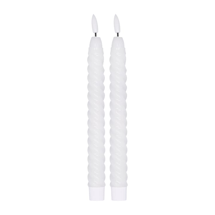 Candela LED Twisted 25 cm confezione da 2 - Bianco - Scandi Essentials