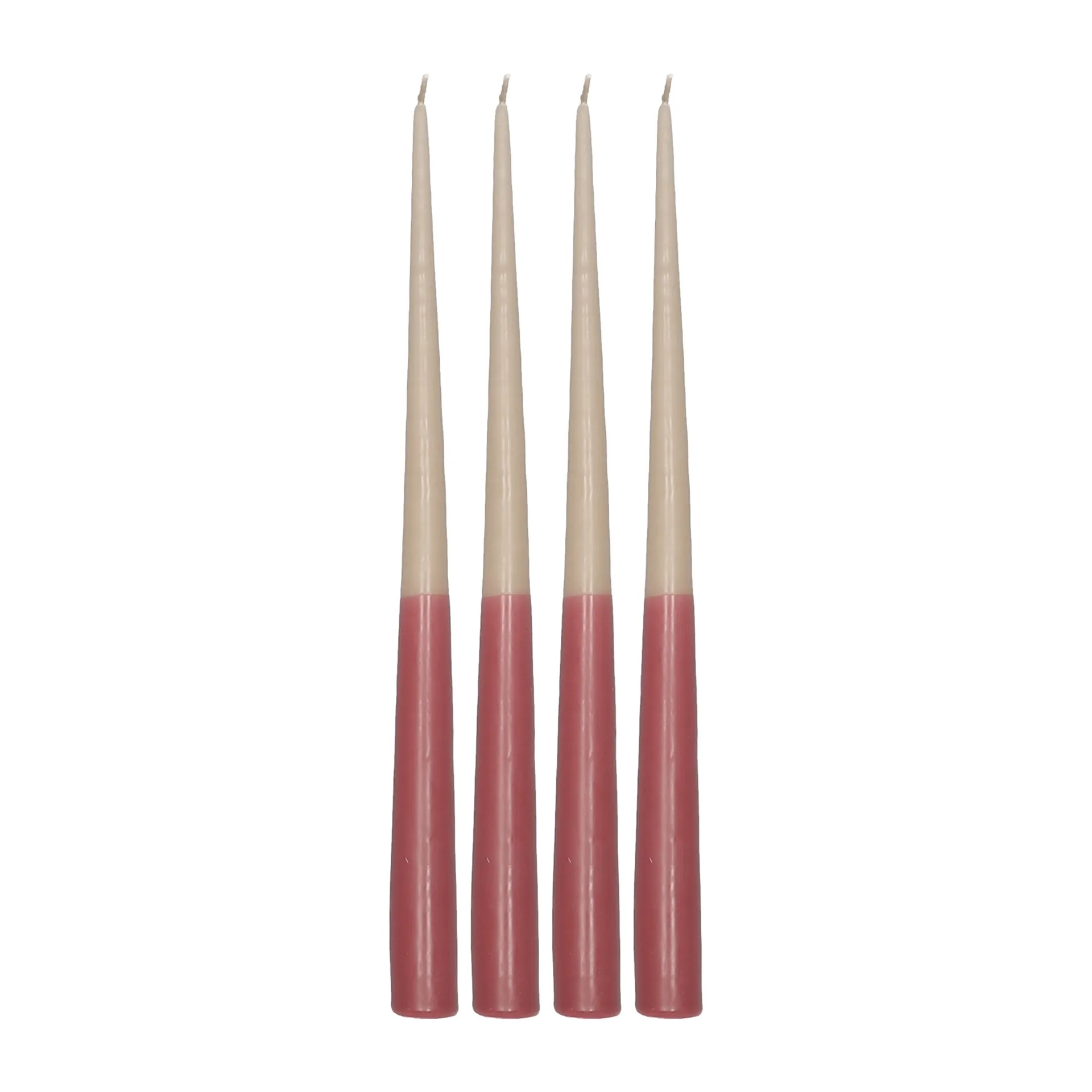 Candele lunghe bicolore Affinity, confezione da 4, lunghezza 32 cm, Beige-red Scandi Essentials