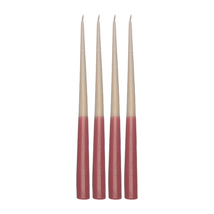 Candele lunghe bicolore Affinity, confezione da 4, lunghezza 32 cm - Beige-red - Scandi Essentials