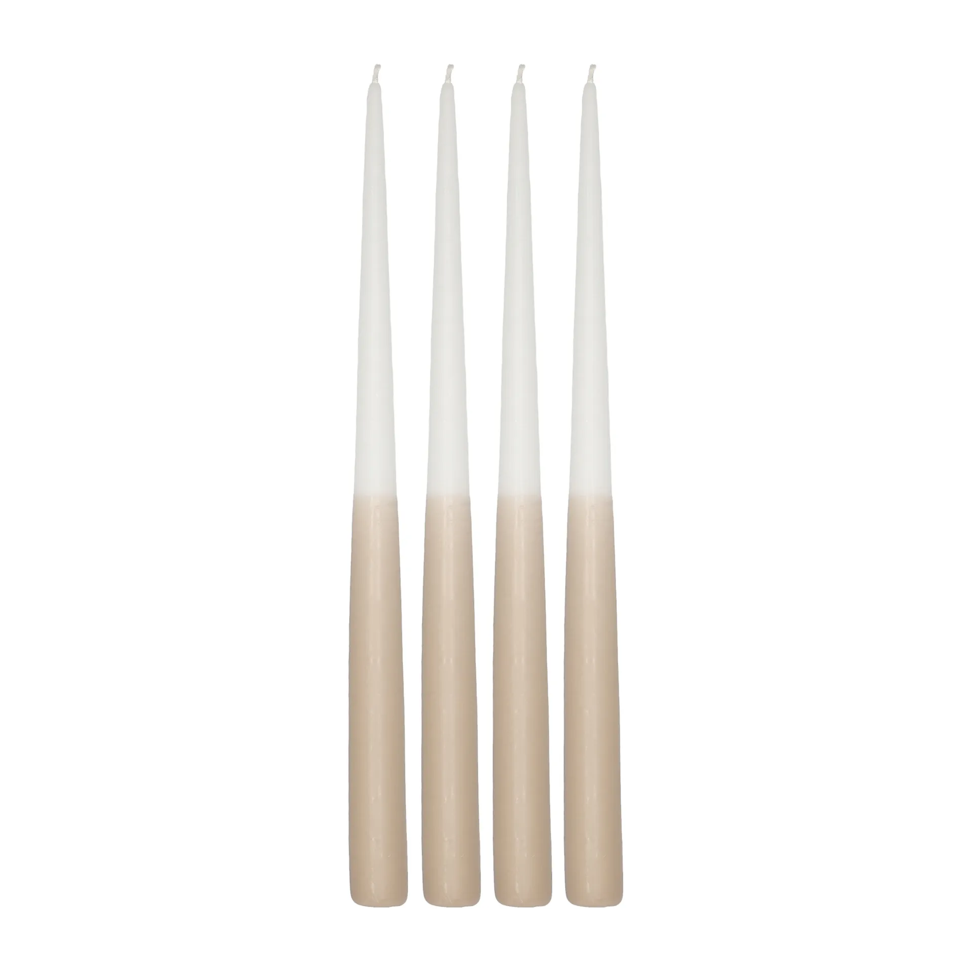 Candele lunghe bicolore Affinity, confezione da 4, lunghezza 32 cm, White-sand Scandi Essentials