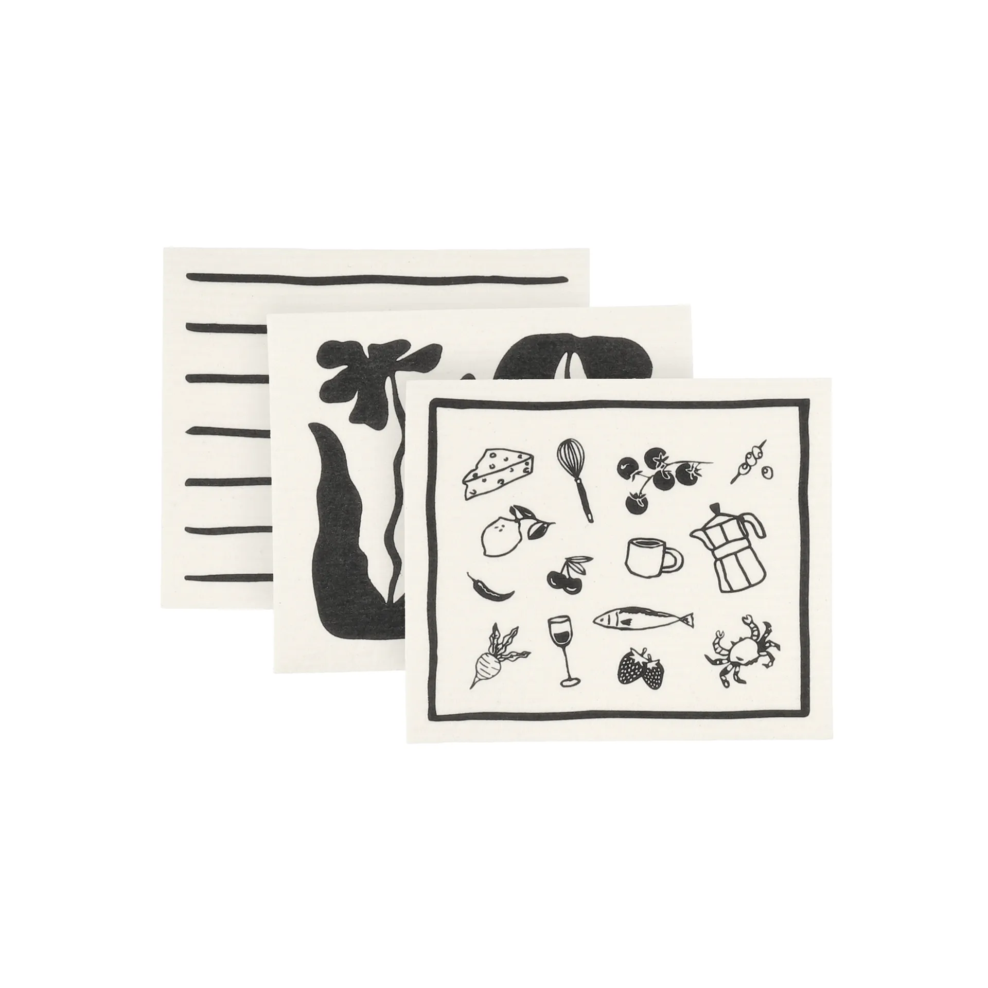 Daily strofinaccio con motivo, Bianco, confezione da 3 Scandi Essentials
