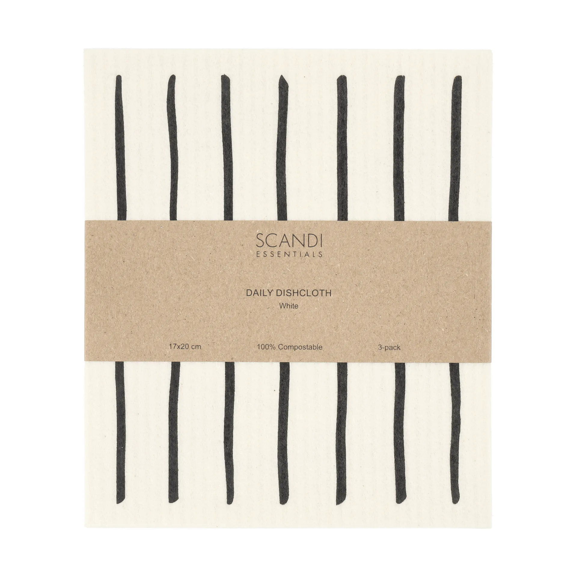 Daily strofinaccio con motivo, Bianco, confezione da 3 Scandi Essentials