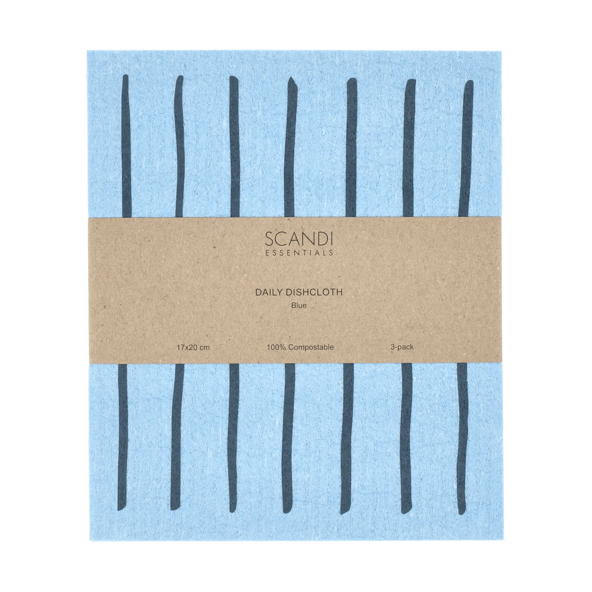Daily strofinaccio con motivo, Blu, 3 pezzi Scandi Essentials
