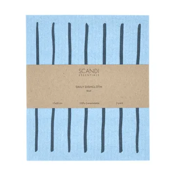 Daily strofinaccio con motivo - Blu, 3 pezzi - Scandi Essentials