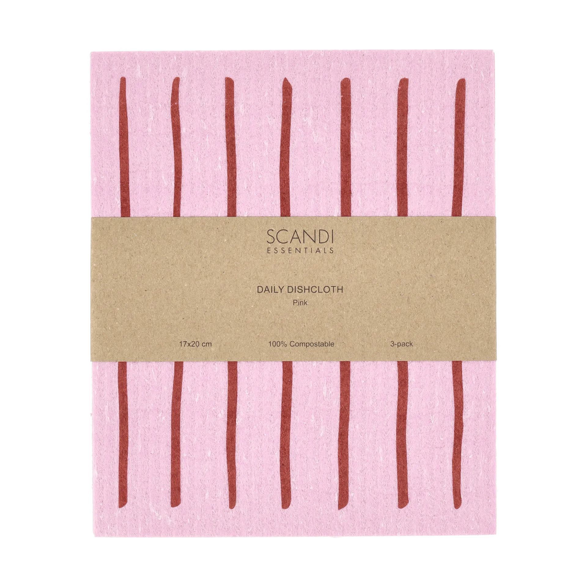 Daily strofinaccio con motivo, Rosa, confezione da 3 Scandi Essentials