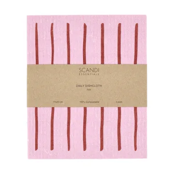 Daily strofinaccio con motivo - Rosa, confezione da 3 - Scandi Essentials