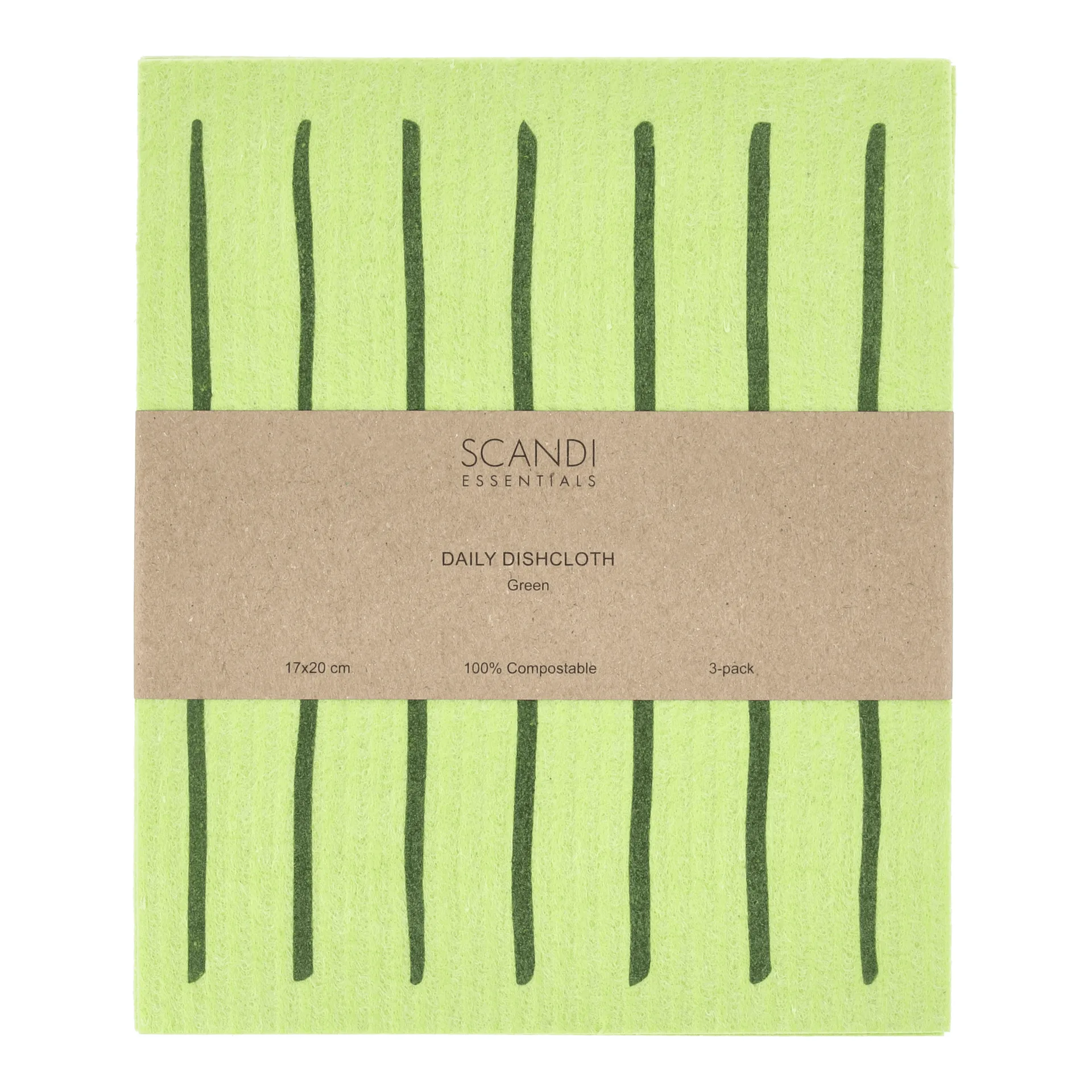 Daily strofinaccio con motivo, Verde, confezione da 3 Scandi Essentials