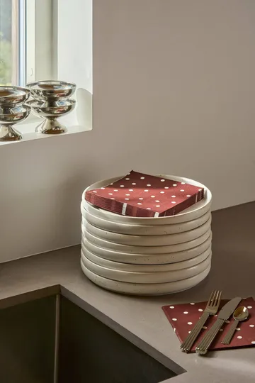 Fine dots tovagliolo di carta - Rosso vino-bianco, confezione da 20, 33x33 cm - Scandi Essentials