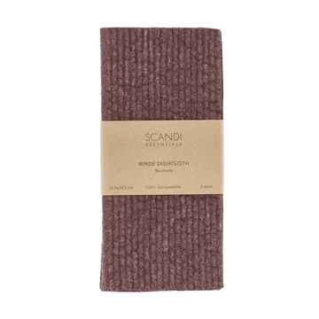 Rinse strofinaccio - Burgundy, confezione da 2 - Scandi Essentials