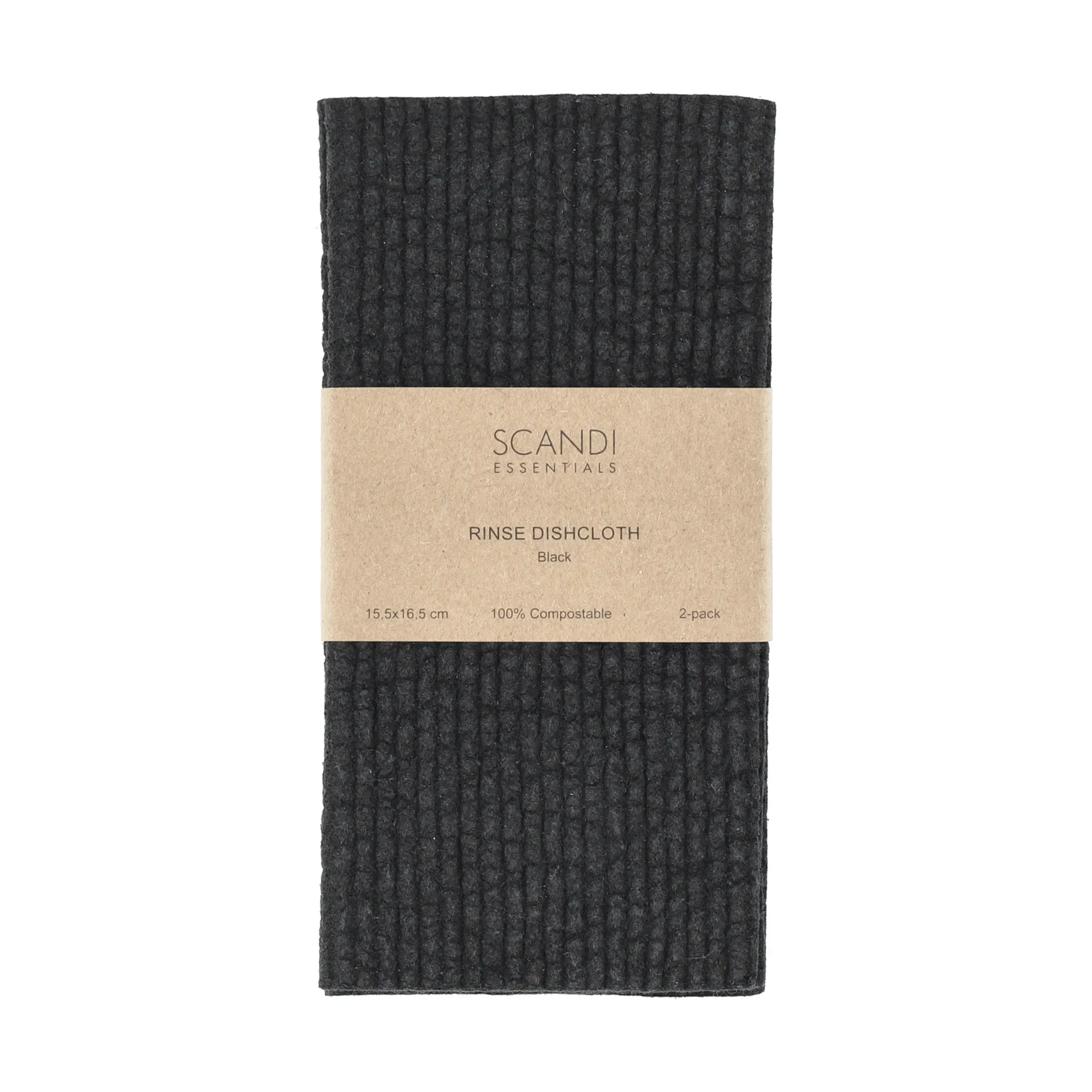 Rinse strofinaccio, Nero, confezione da 2 Scandi Essentials