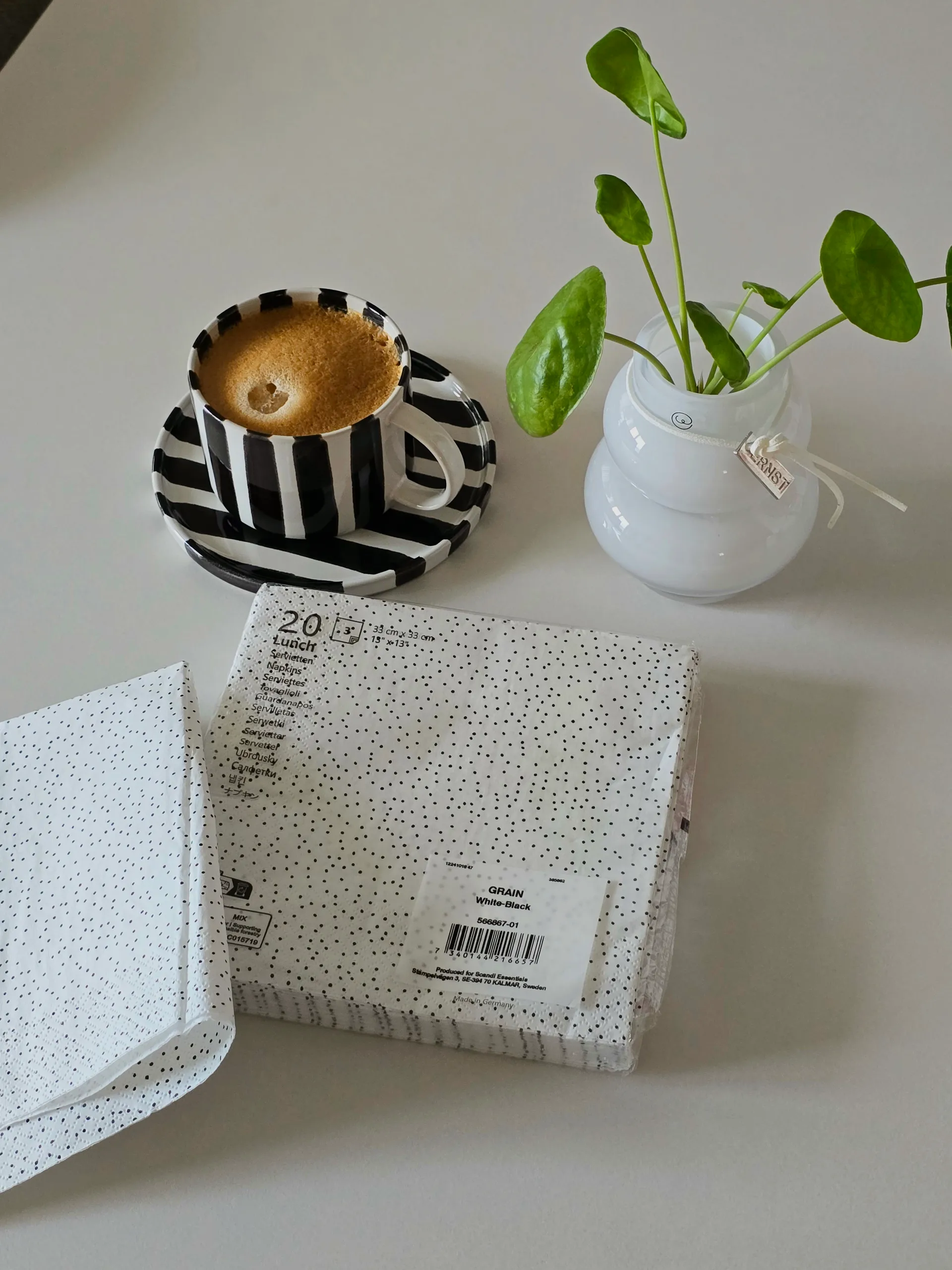 Tovaglioli Grain 33x33 cm, confezione da 20, bianco-nero Scandi Essentials