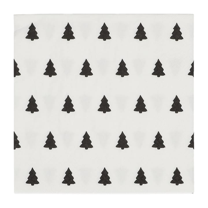 Tovagliolo 33x33 cm Linen Trees, confezione da 20 - Bianco e nero - Scandi Essentials