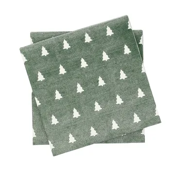 Tovagliolo 33x33 cm Linen Trees, confezione da 20 - Verde-bianco - Scandi Essentials