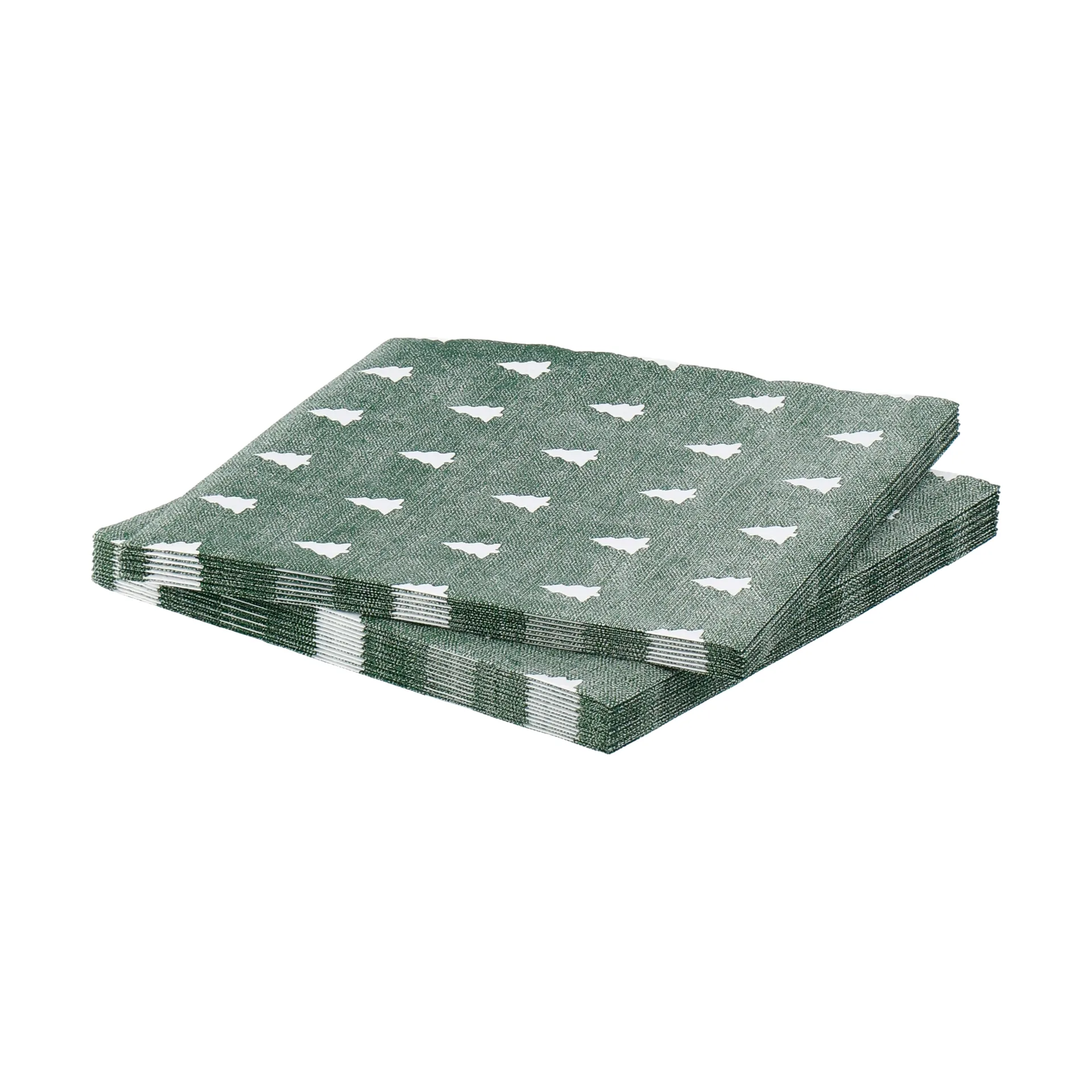Tovagliolo 33x33 cm Linen Trees, confezione da 20, Verde-bianco Scandi Essentials