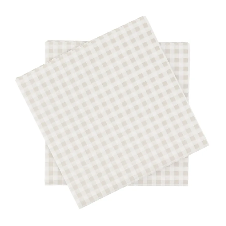 Tovagliolo di carta a griglia fine - Bianco-beige, confezione da 20, 33x33 cm - Scandi Essentials