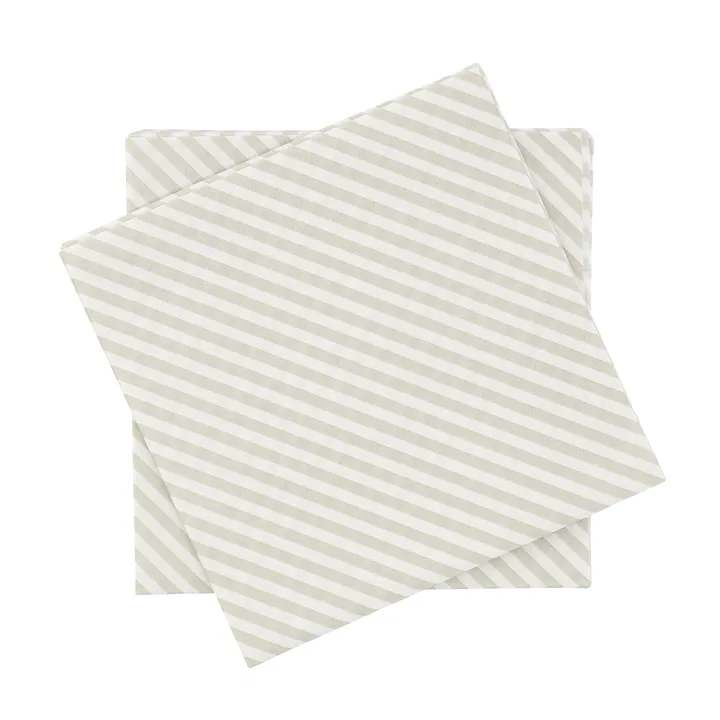 Tovagliolo di carta a righe sottili - Bianco-beige, confezione da 20, 33x33 cm - Scandi Essentials