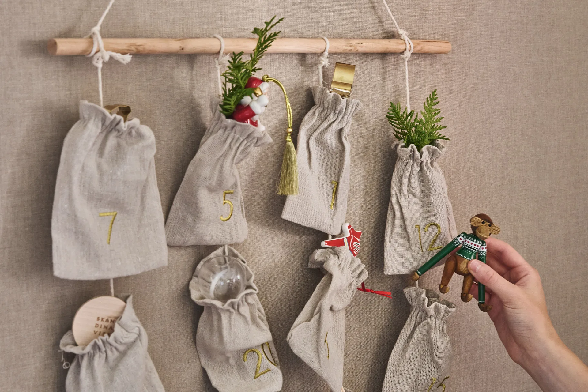 Calendario dell'Avvento Joyful 75 cm, Beige Scandi Living