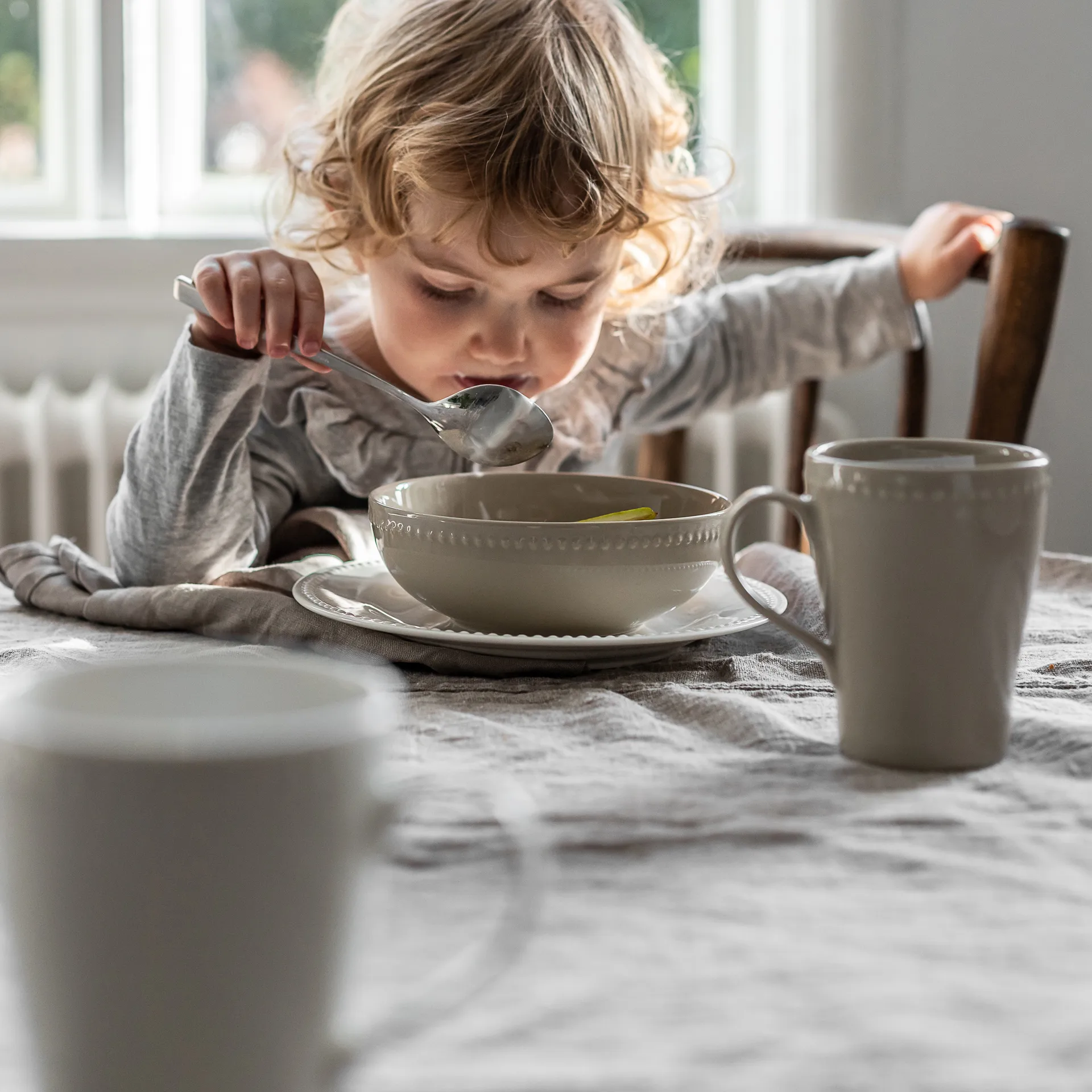 Ciotola colazione Dots 60 cl confezione da 4, Beige Scandi Living