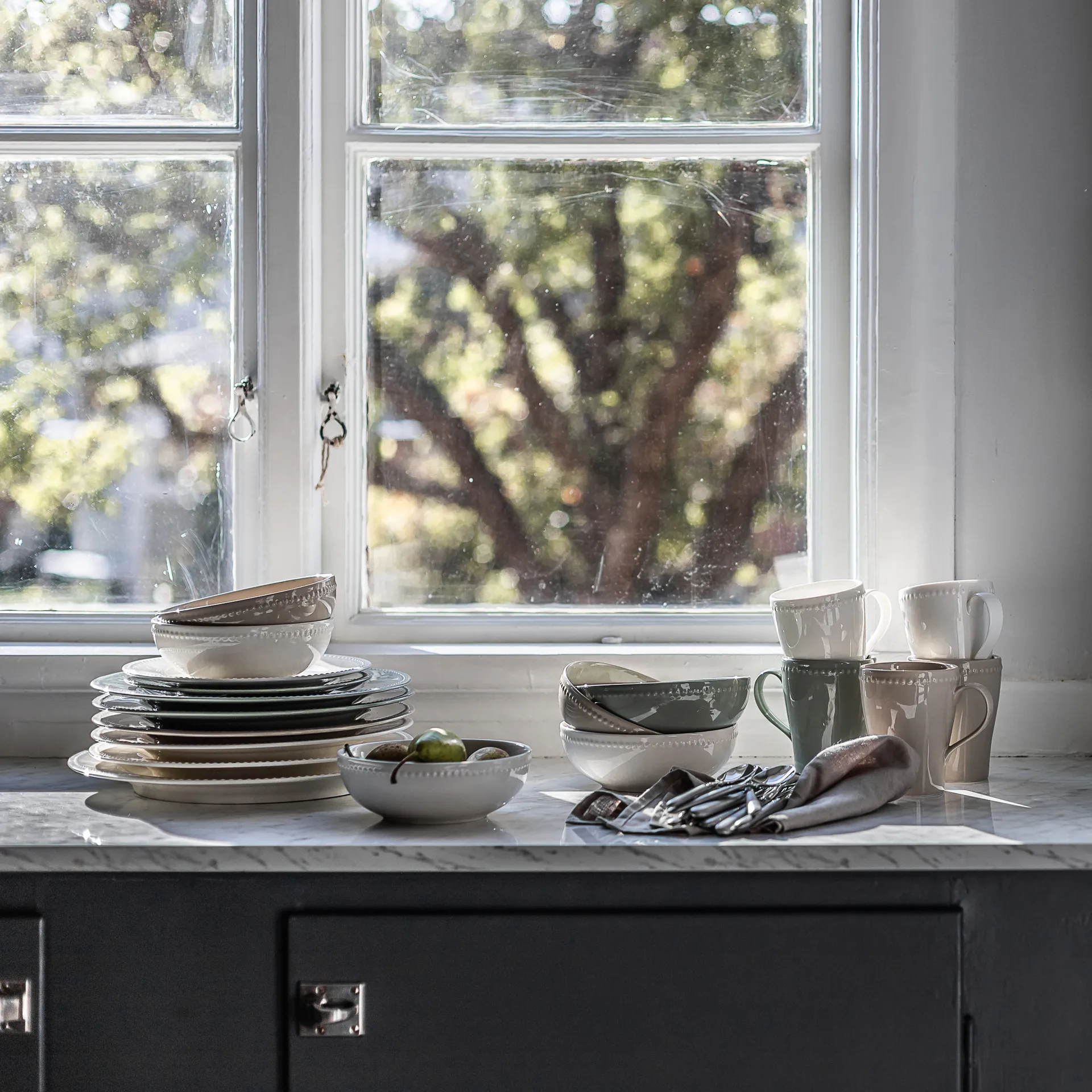 Ciotola colazione Dots 60 cl confezione da 4, Beige Scandi Living