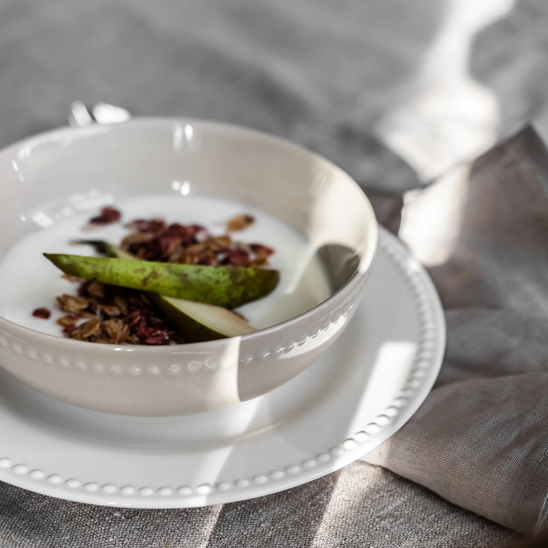 Ciotola colazione Dots 60 cl confezione da 4, Bianco crema Scandi Living