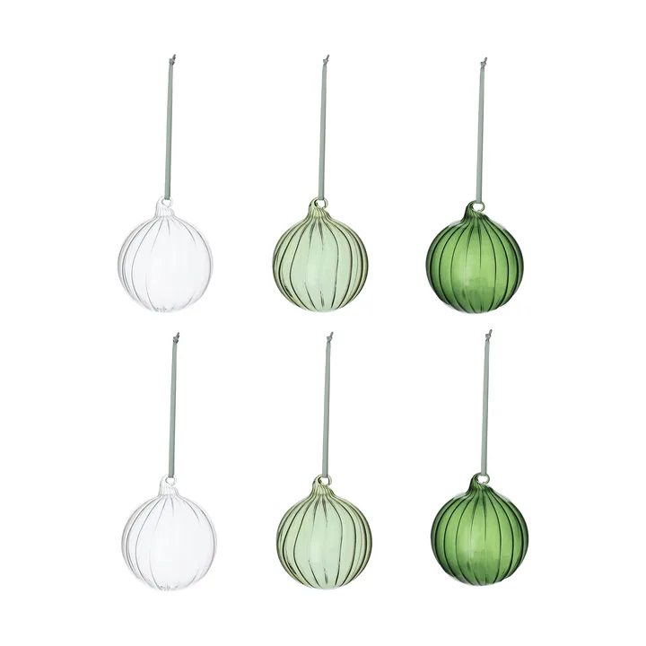 Clarity palline di Natale, 6 pezzi - Verde - Scandi Living