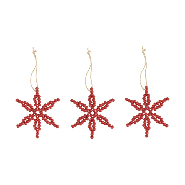 Craft decorazione per albero di Natale fiocco di neve 3 pezzi - Rosso - Scandi Living