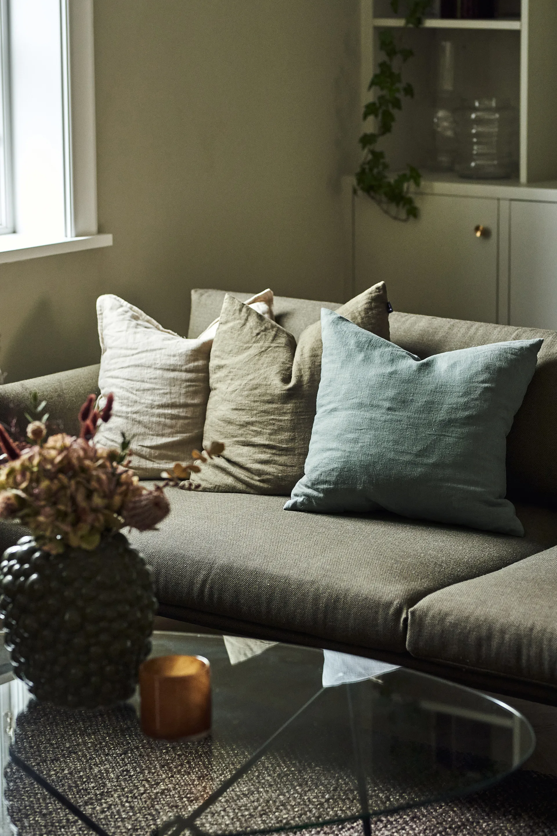 Federa Calm lino 50x50 cm, Smokey Blue Scandi Living