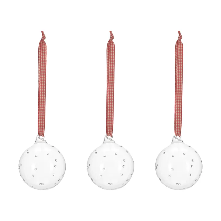 Grace pallina per albero di Natale con fiocco, confezione da 3 - Rosso - Scandi Living