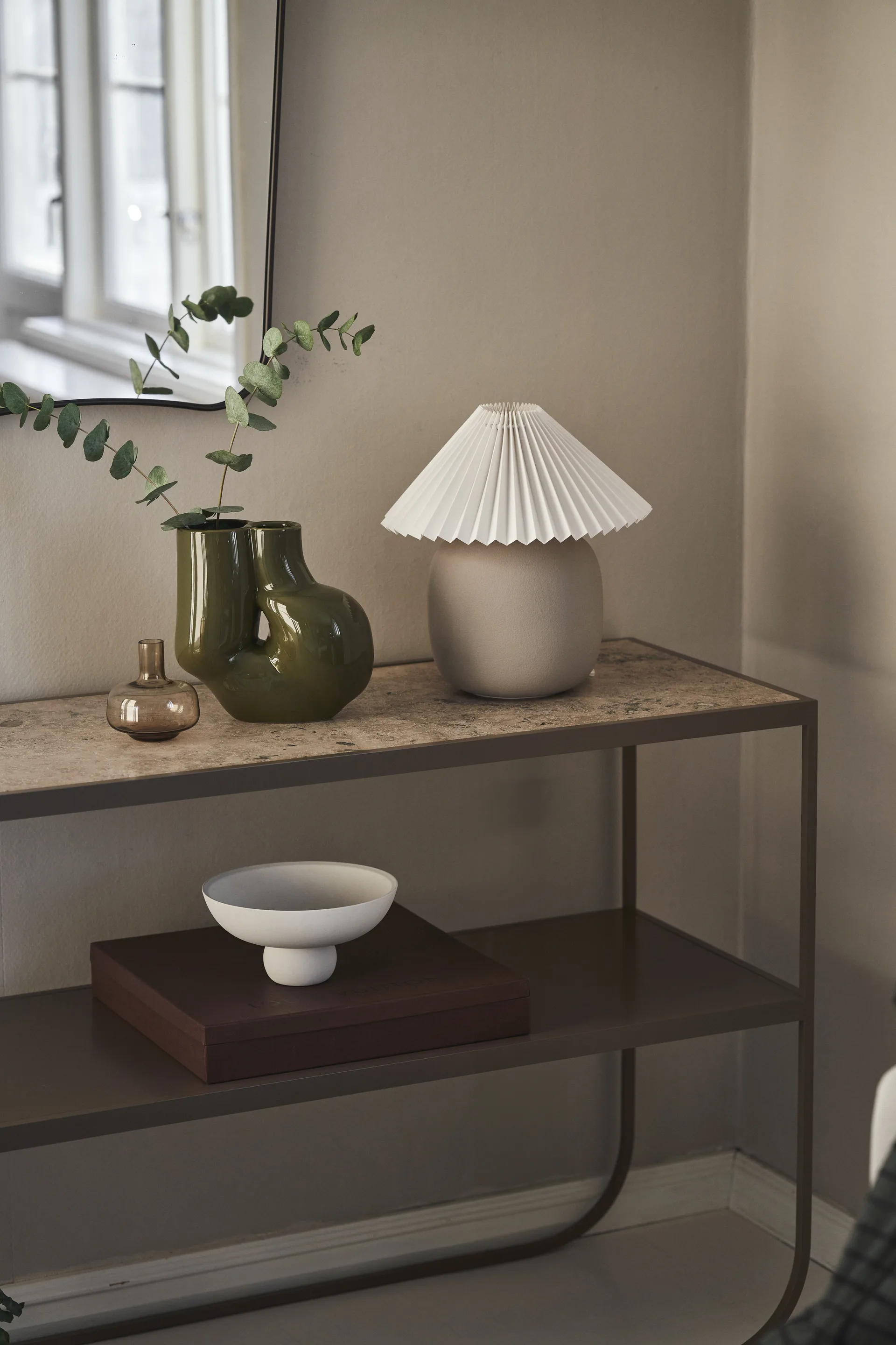Lampada da tavolo Boulder 29 cm grey-pleated white,  Scandi Living