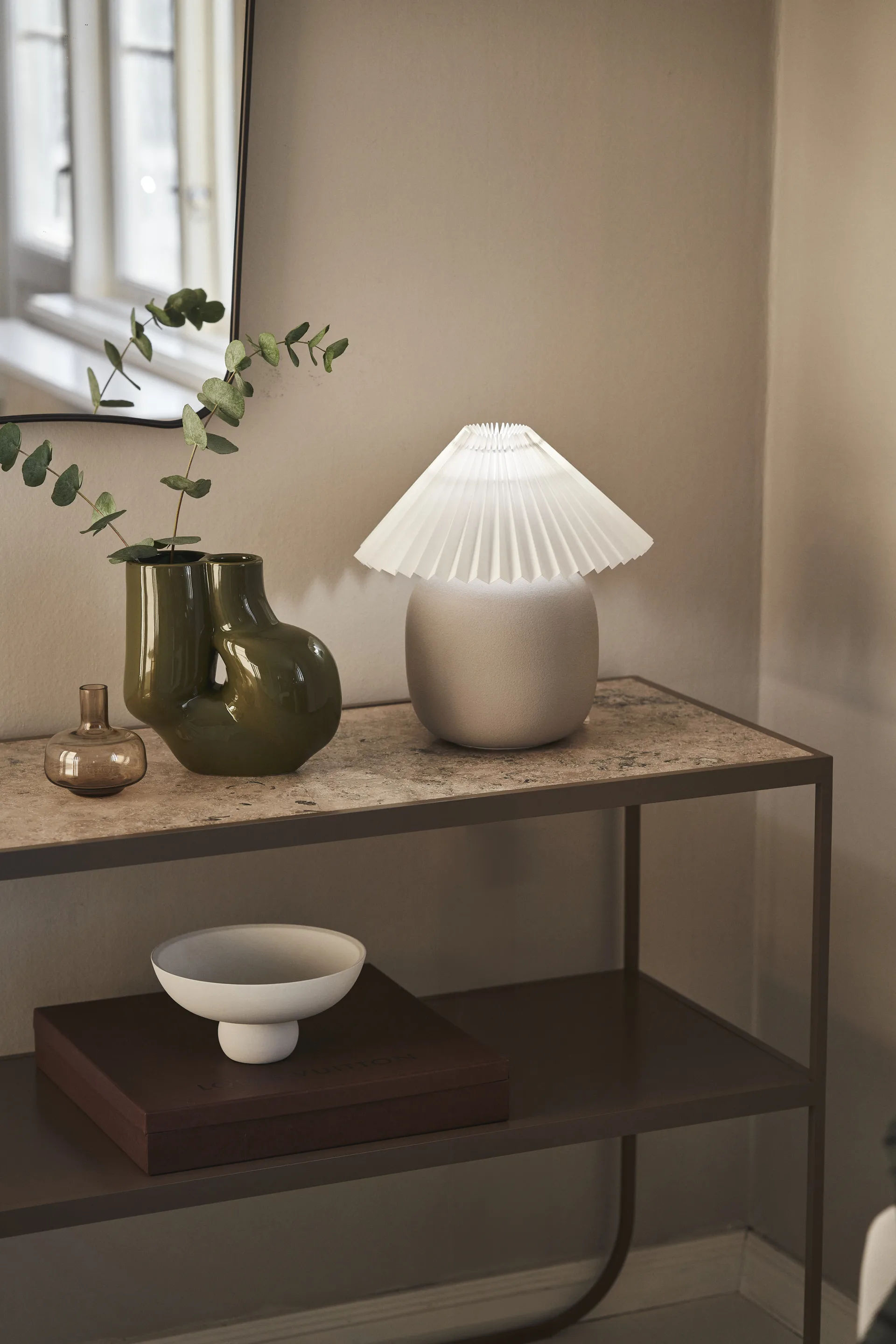 Lampada da tavolo Boulder 29 cm grey-pleated white,  Scandi Living