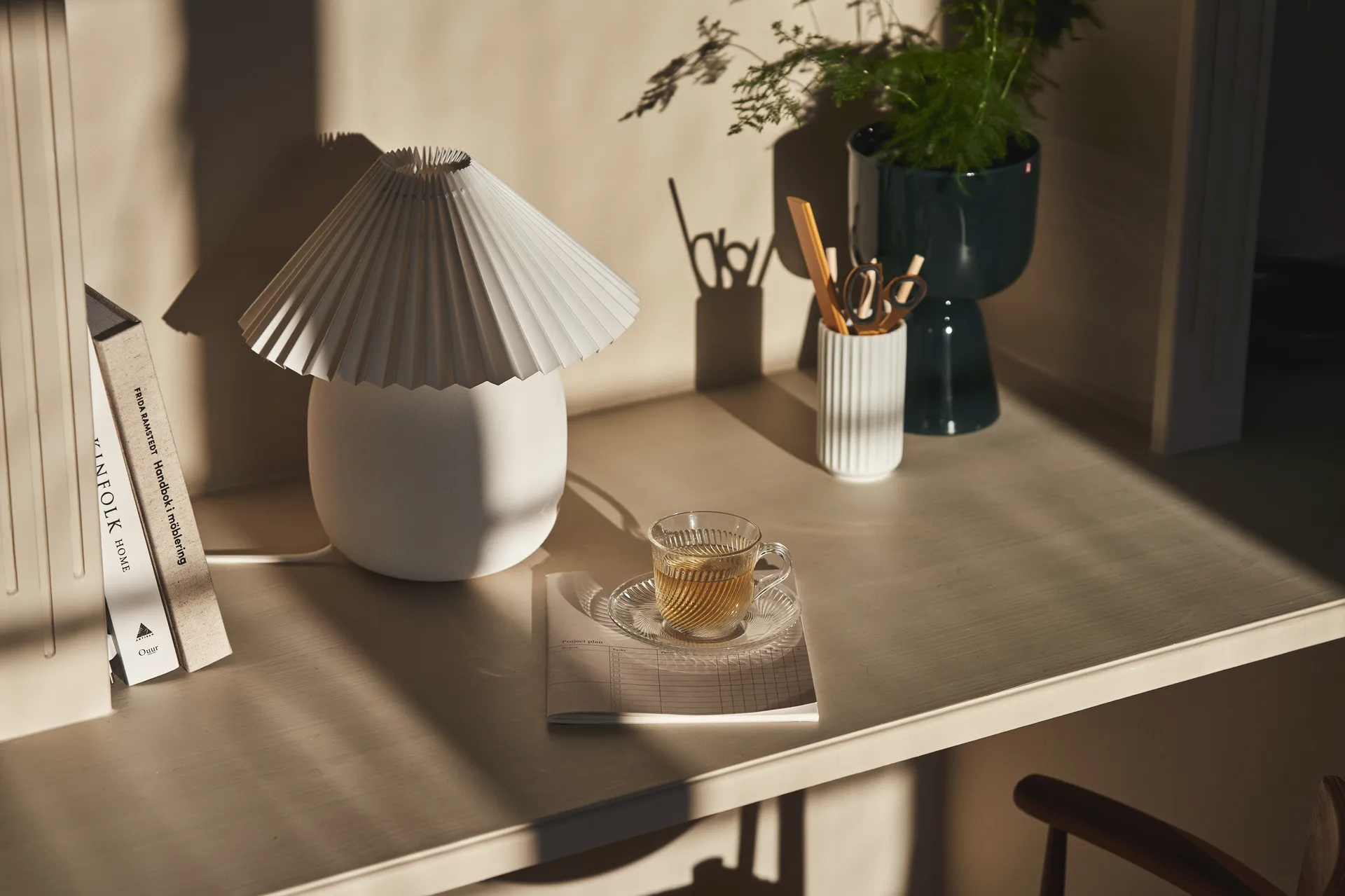 Lampada da tavolo Boulder 29 cm white-pleated white,  Scandi Living