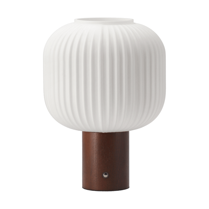Lampada da tavolo portatile Fair - Vetro satinato-frassino tinto scuro - Scandi Living