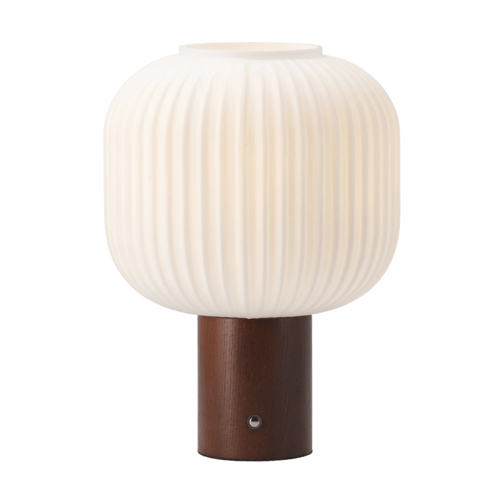 Lampada da tavolo portatile Fair, Vetro satinato-frassino tinto scuro Scandi Living