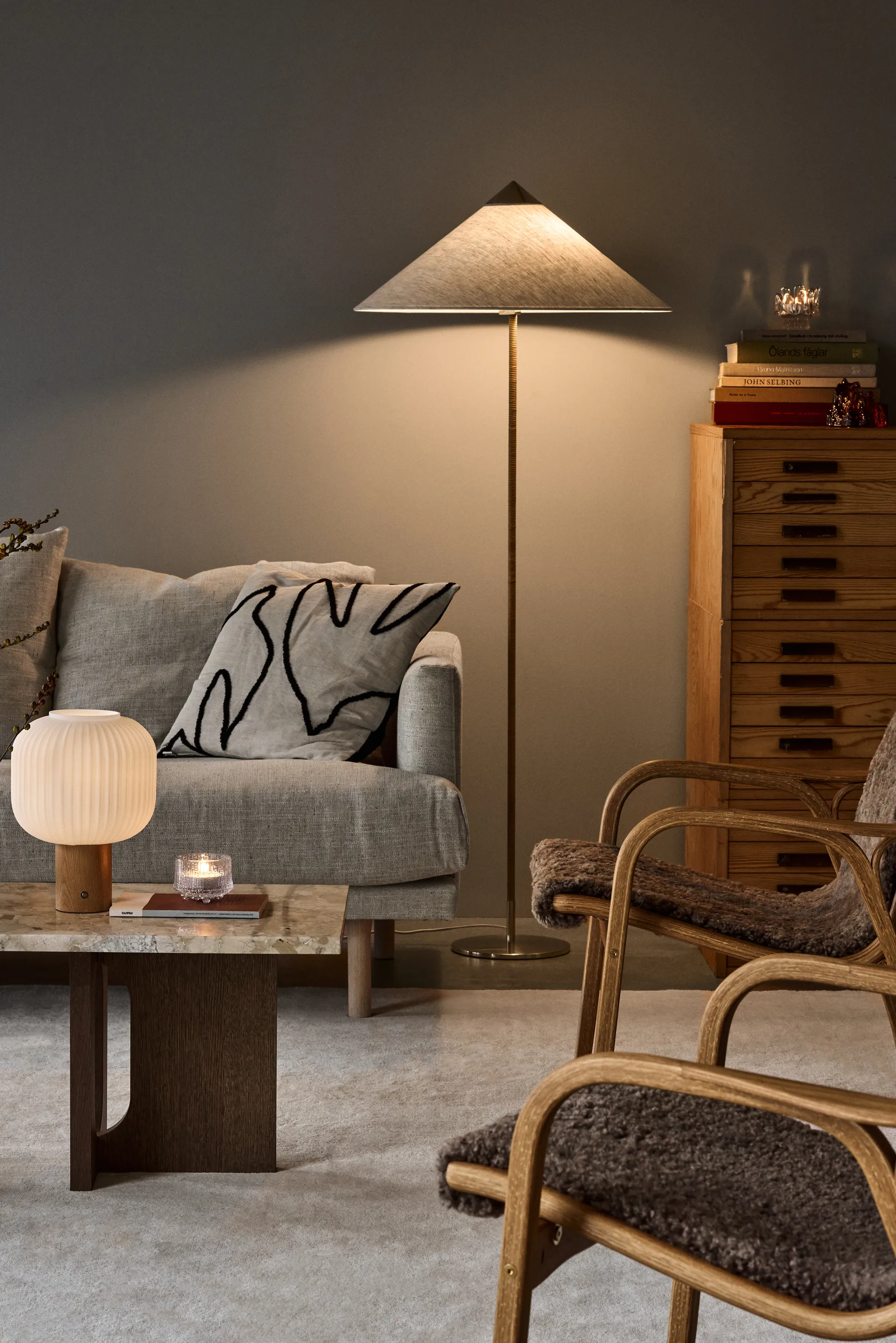 Lampada da tavolo portatile Fair, Vetro satinato-scatola Scandi Living