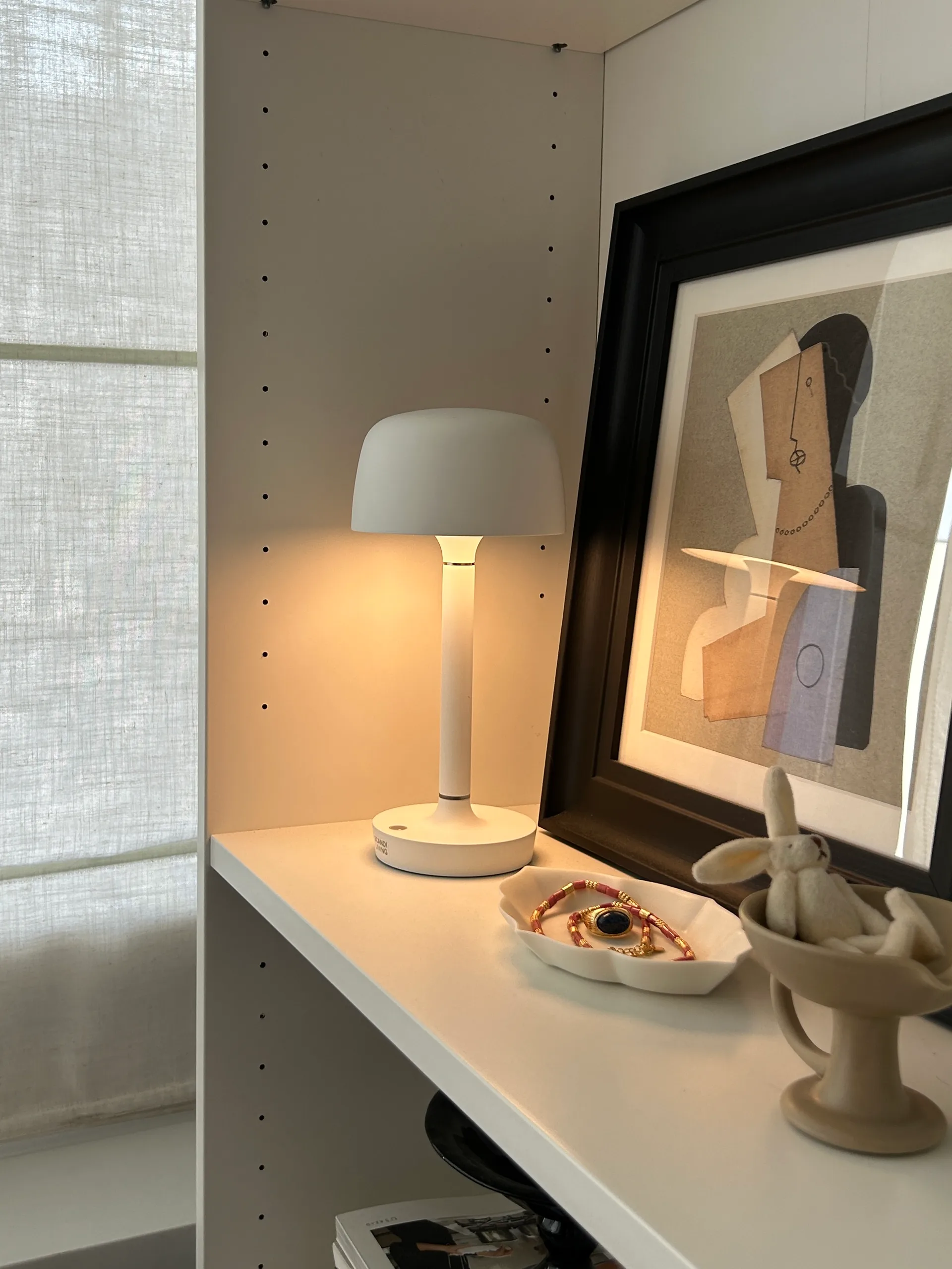 Lampada da tavolo portatile Halo 25,5 cm, White Scandi Living