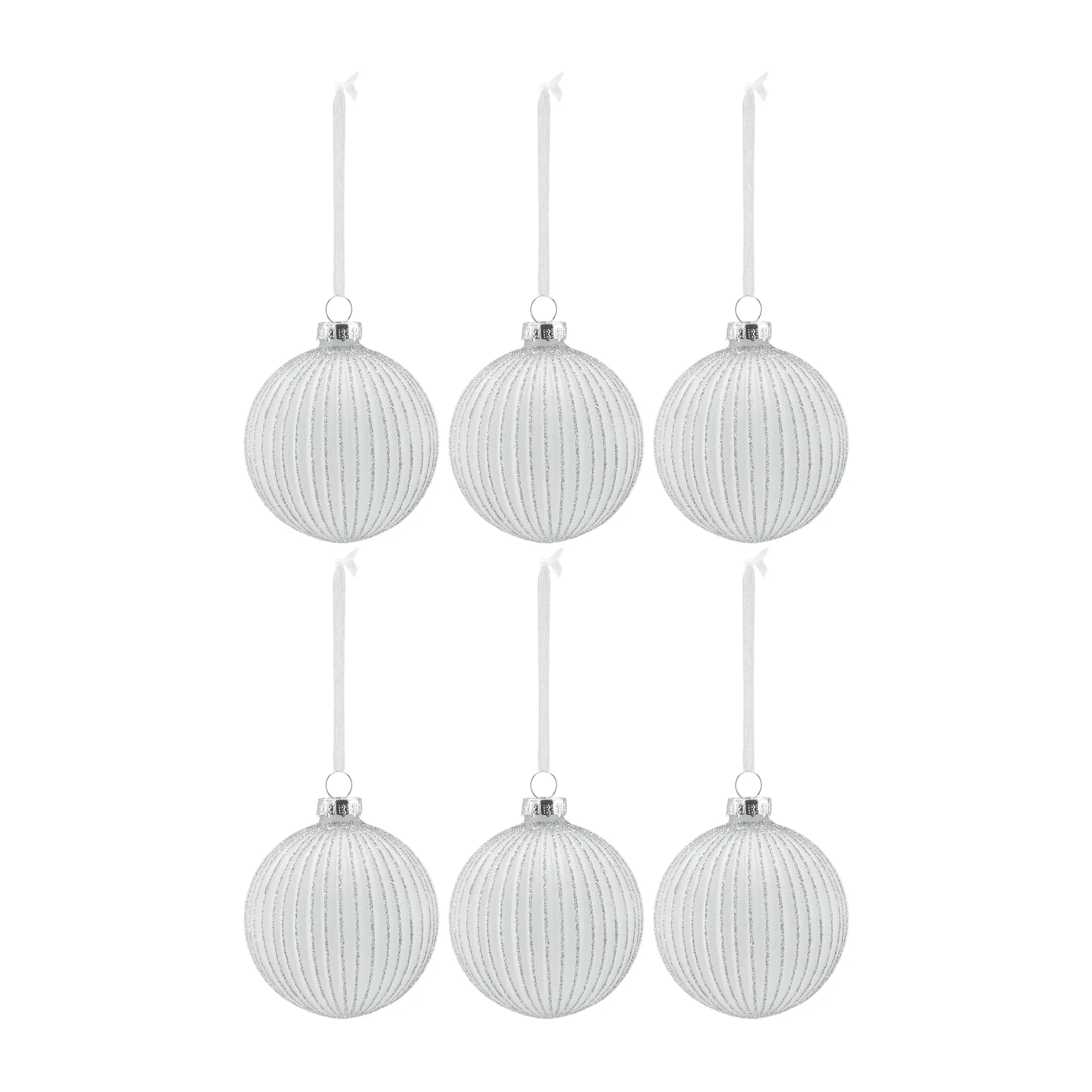 Palline di Natale Holiday baubles, confezione da 6, White Scandi Living