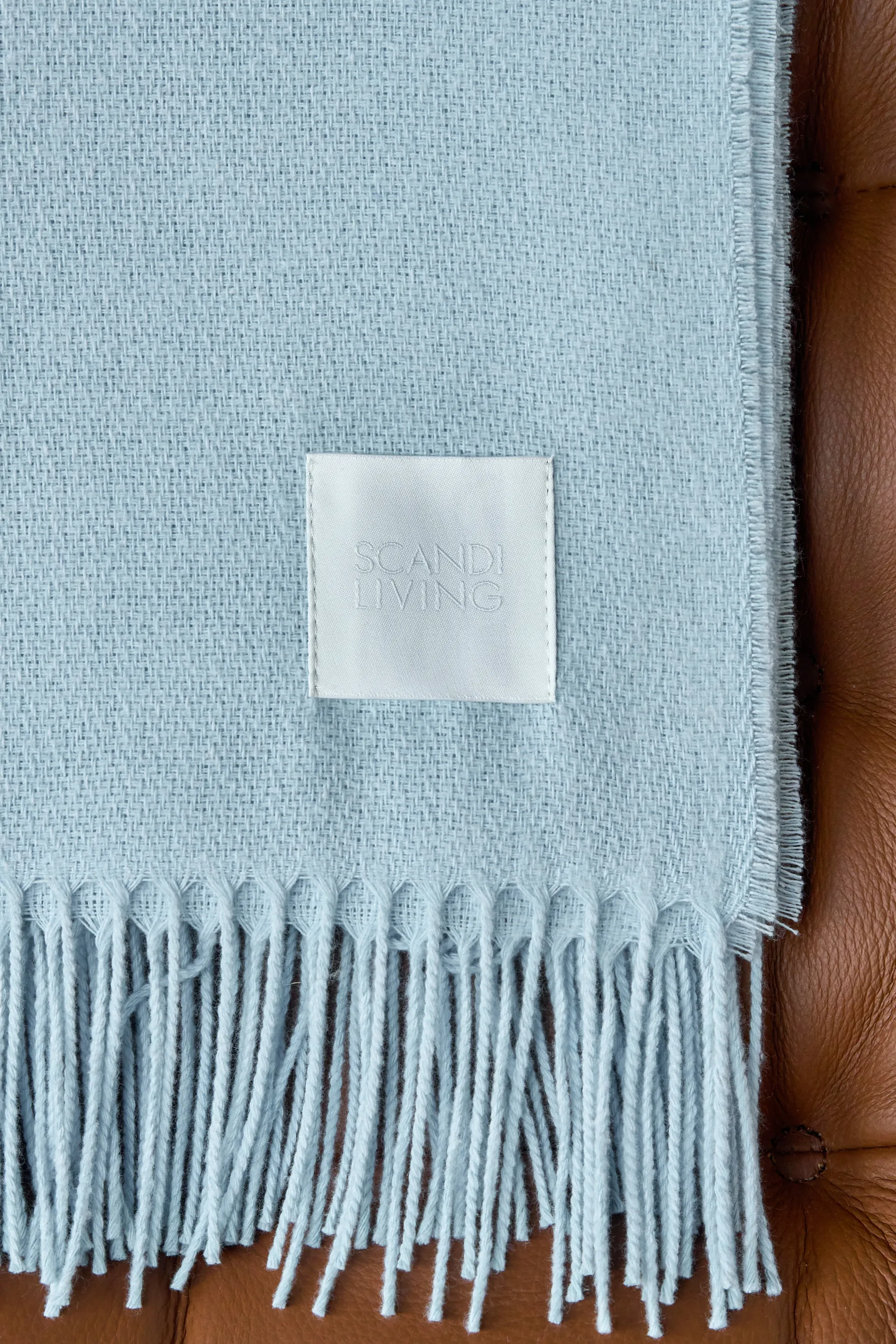 Plaid in cotone Loom 125x170 cm, Celeste Scandi Living