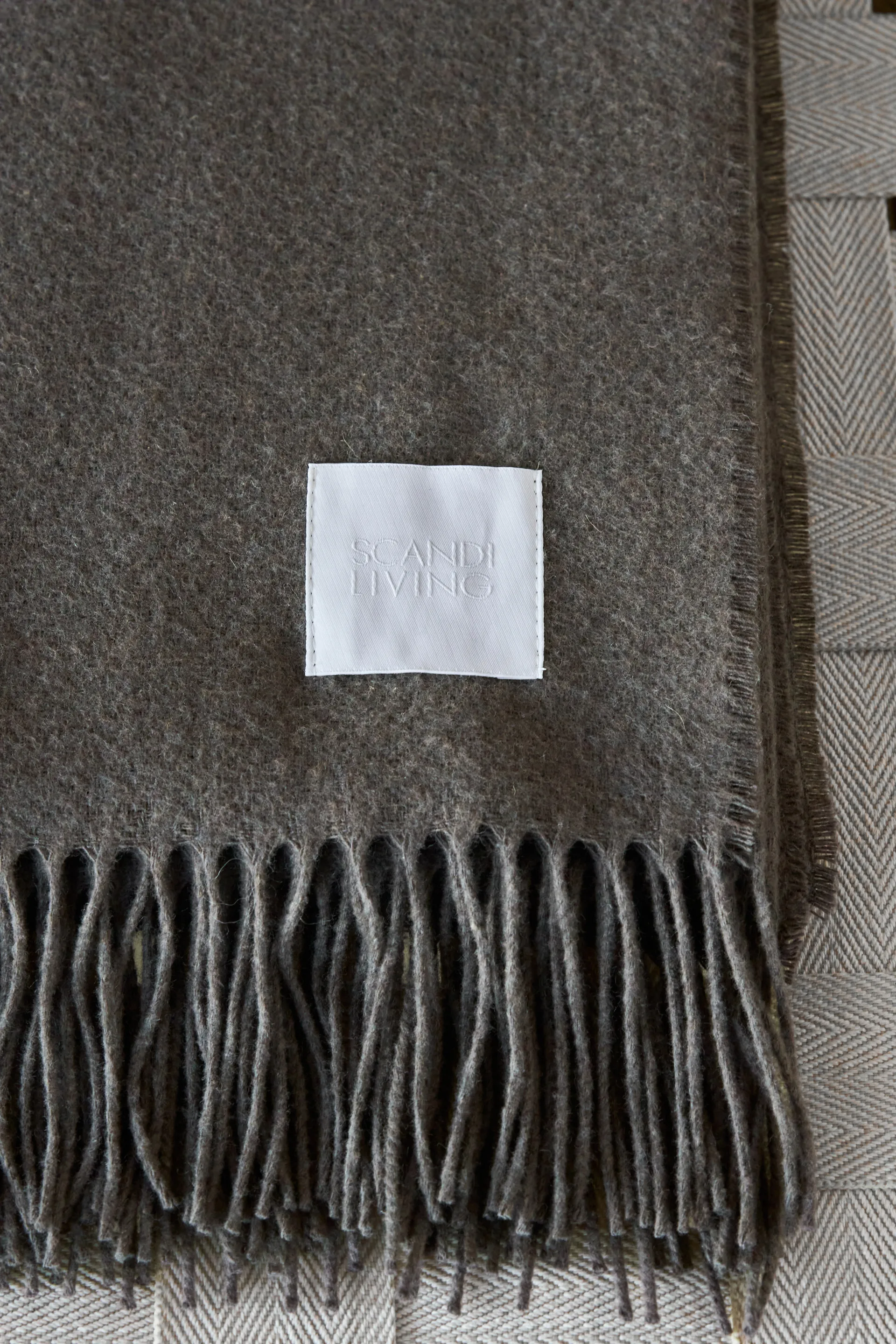Plaid in cotone Loom 125x170 cm, Taupe Scandi Living