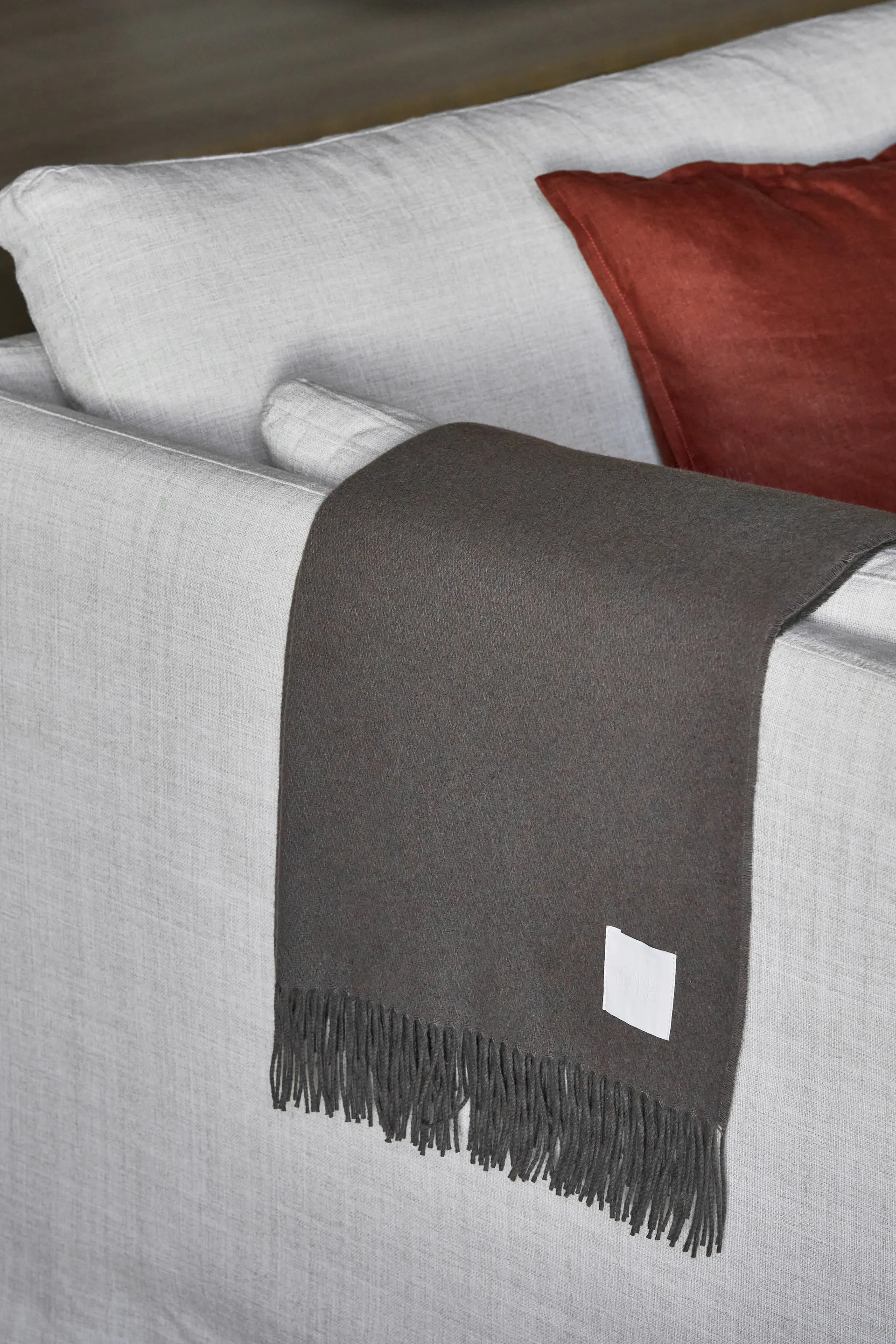Plaid in cotone Loom 125x170 cm, Taupe Scandi Living