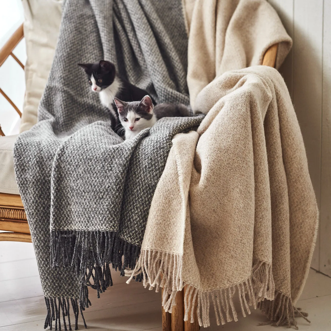 Plaid in lana Sandstone 130x180 cm, grigio Scandi Living