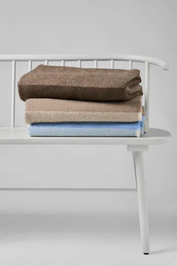 Row plaid in lana a righe - Beige, 120x185 cm - Scandi Living