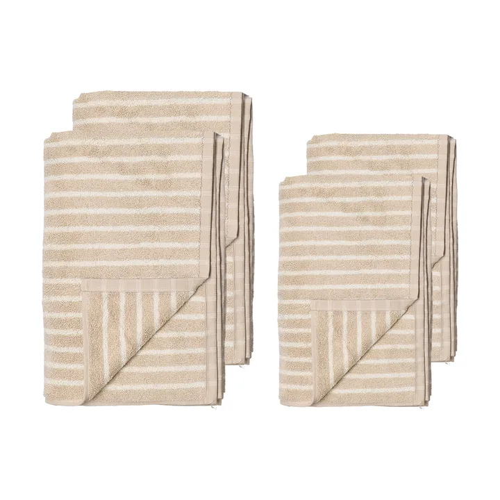 Set asciugamani Drift 4 pezzi - Beige-bianco - Scandi Living