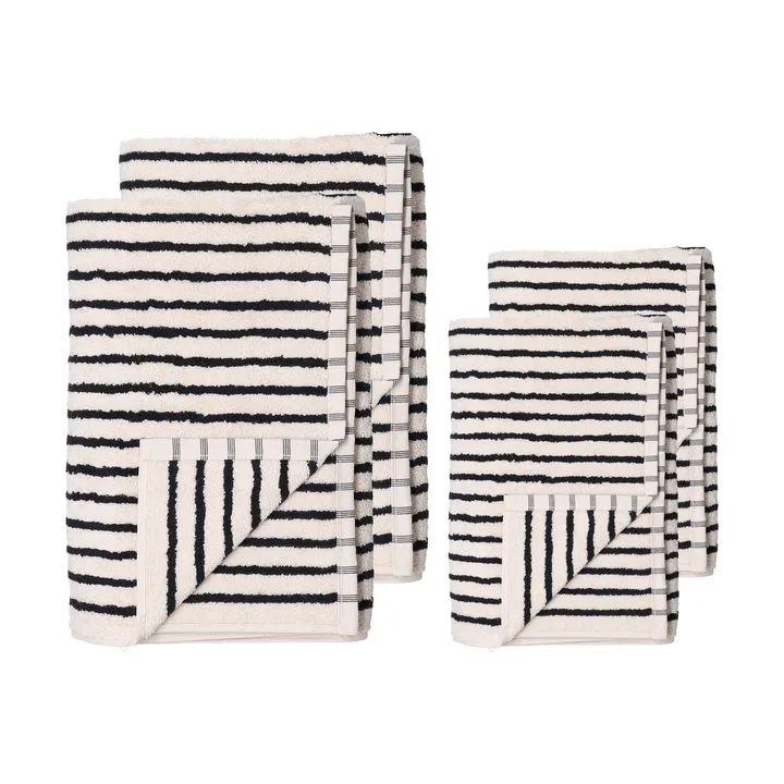 Set asciugamani Drift 4 pezzi - Bianco-nero - Scandi Living