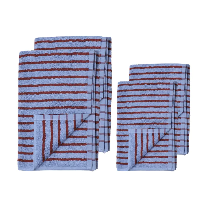 Set asciugamani Drift 4 pezzi - Blu-rosso - undefined - Scandi Living