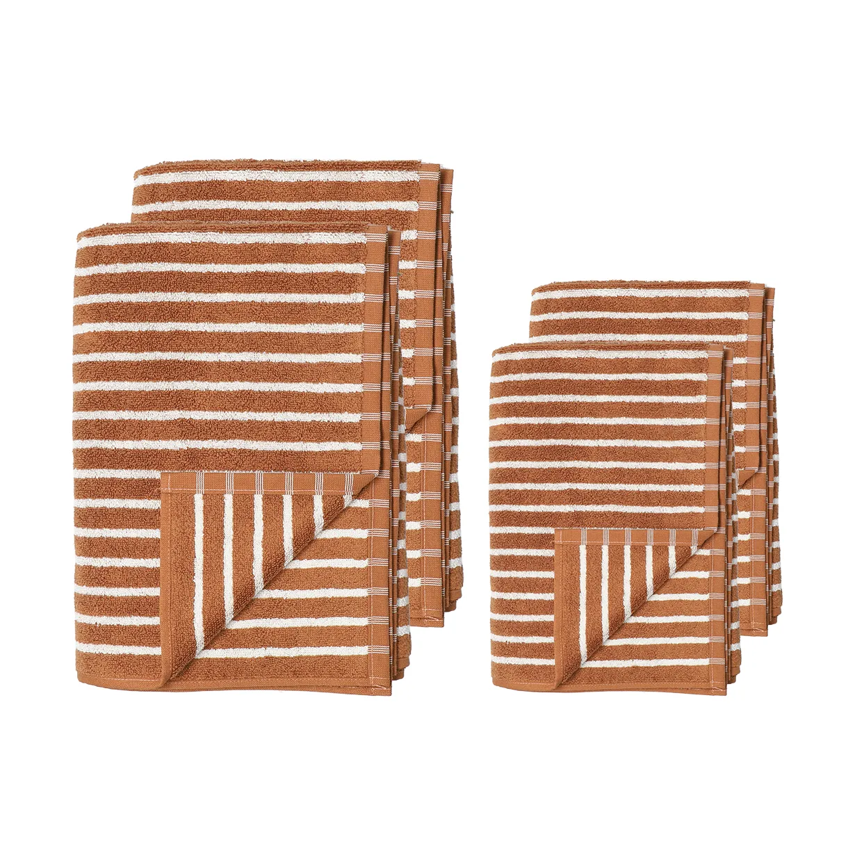 Set asciugamani Drift 4 pezzi - Marrone-bianco,  Scandi Living