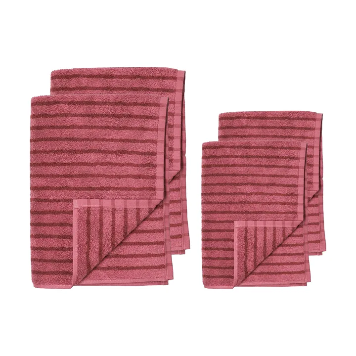 Set asciugamani Drift 4 pezzi - Rosa-rosso - Scandi Living