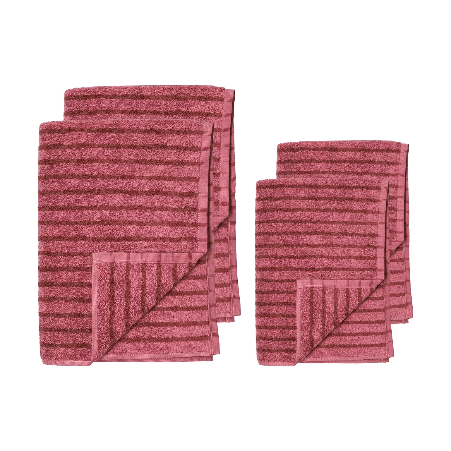 Set asciugamani Drift 4 pezzi - Rosa-rosso Scandi Living