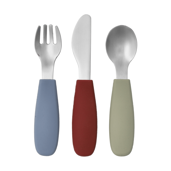 Set di posate in silicone 3 pezzi Dine - Verde-blu - Scandi Living