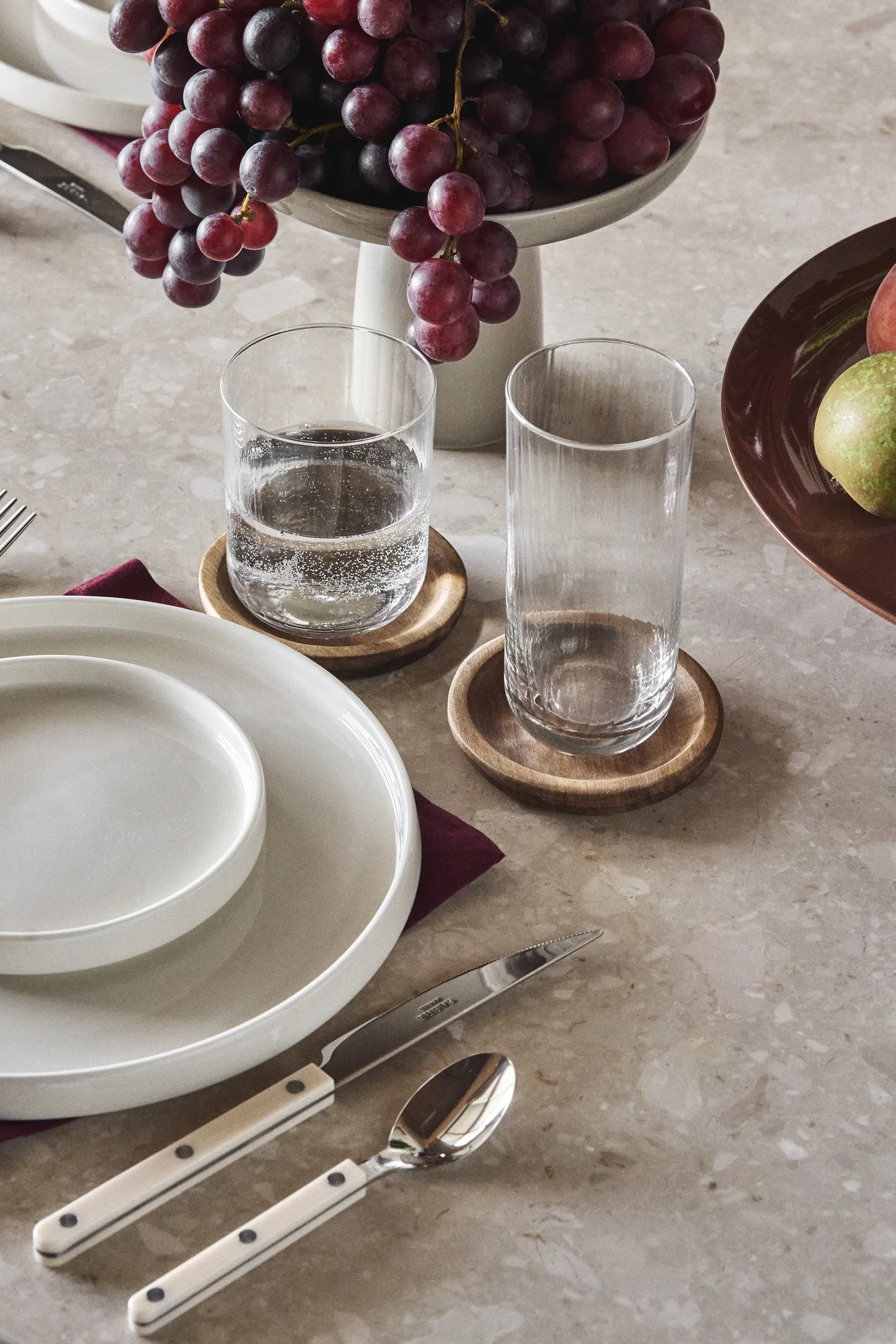 Sottobicchieri in vetro Hollow confezione da 4 Ø9 cm, Acacia Scandi Living