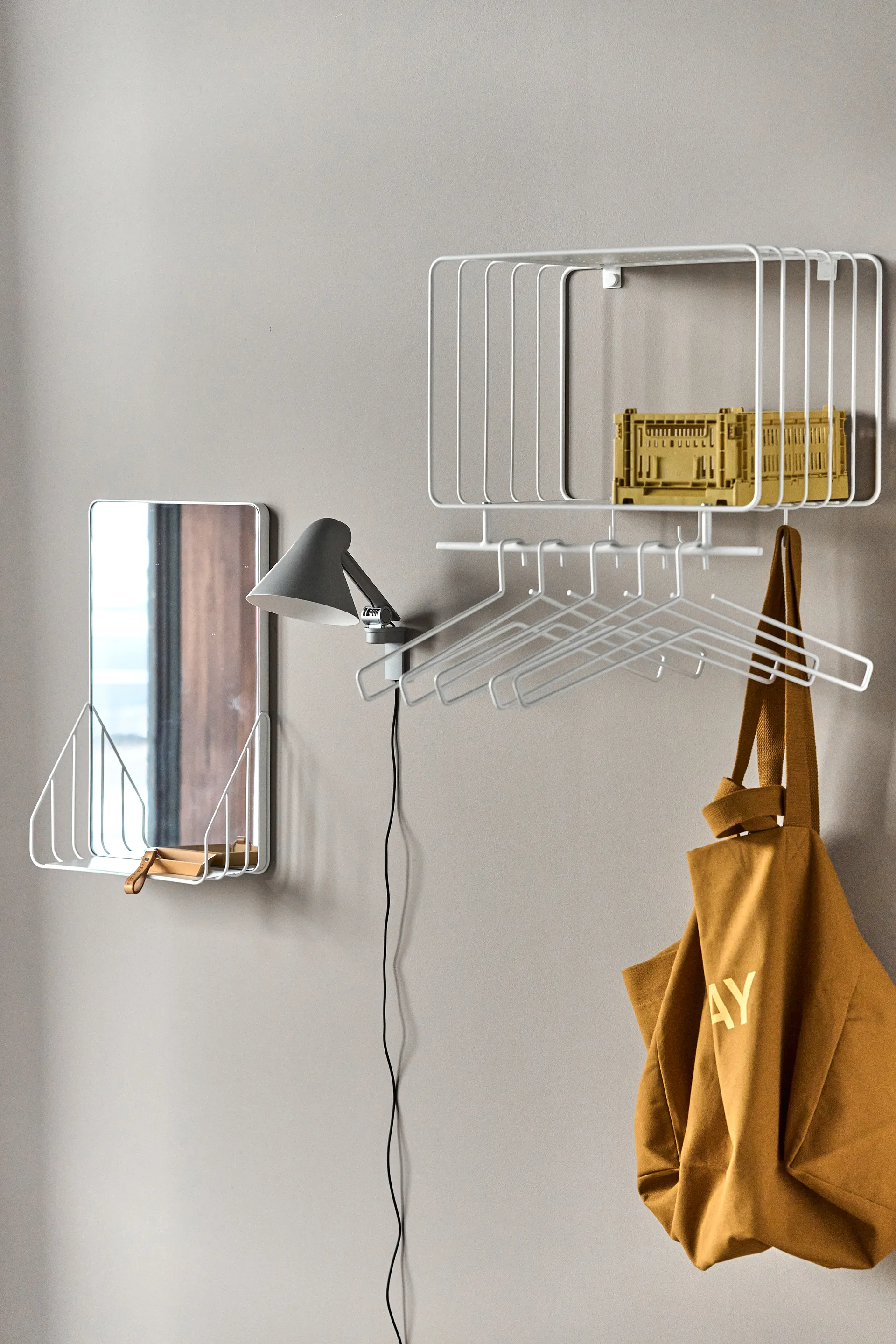 Specchio Nod con mensola 30x50 cm, Bianco Scandi Living